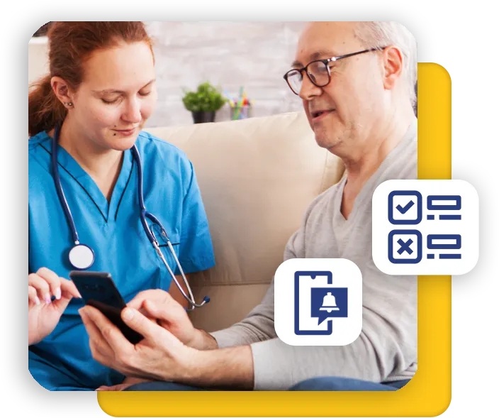 patient taking survey on phone