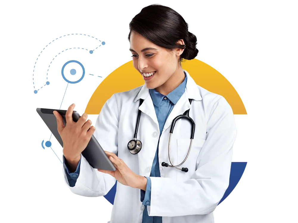 Women Doctor using Personix App on a Tablet